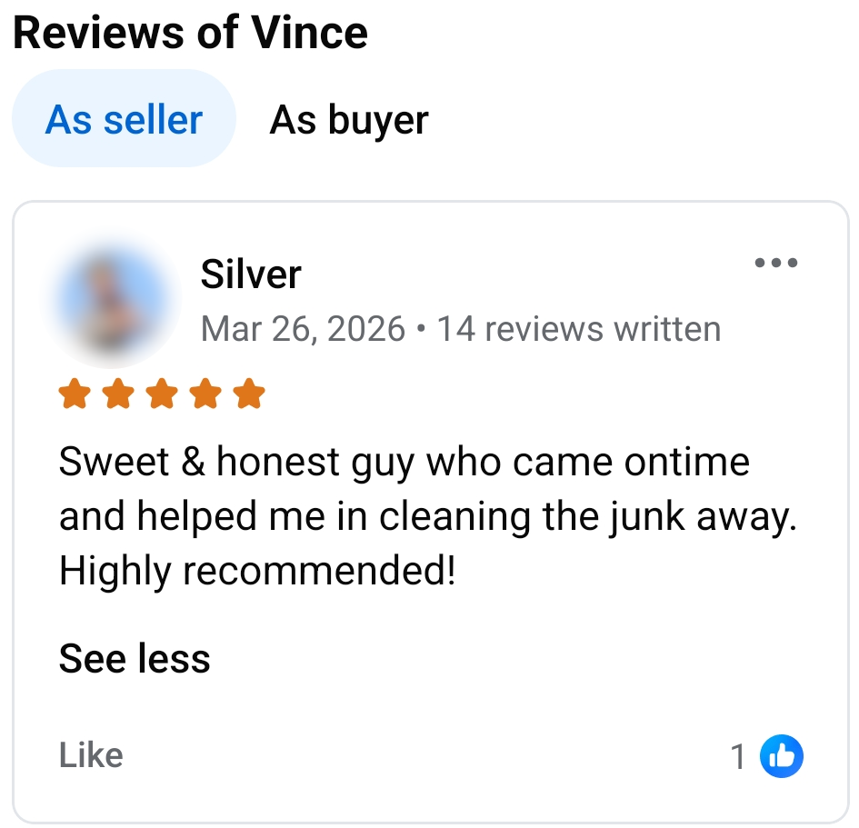 Sweet & honest guy who came ontime and helped me in cleaning the junk away. Highly recommended!